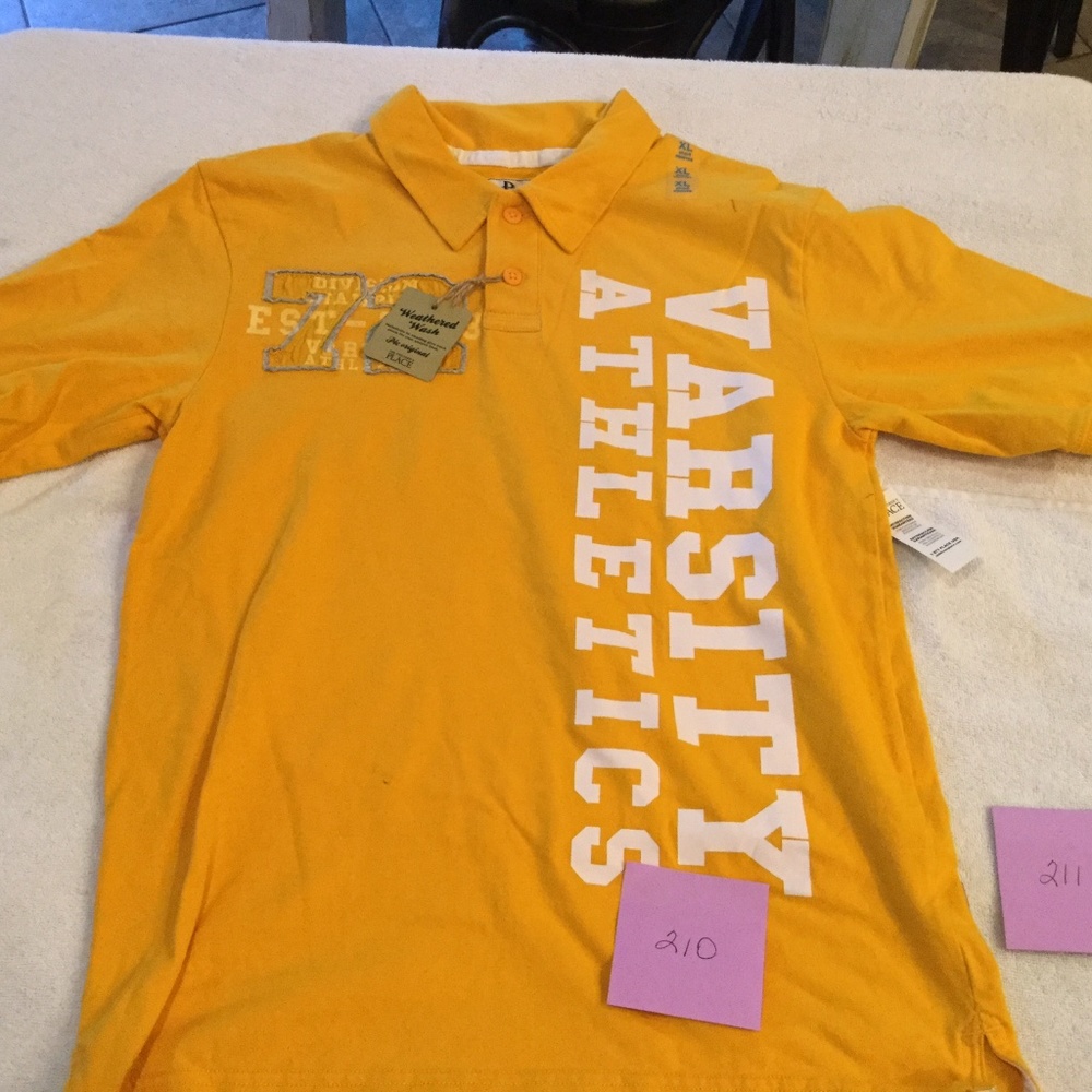 Children’s Place Yellow Varsity Athletics Polo Shirt - Size XL 14 - NWT